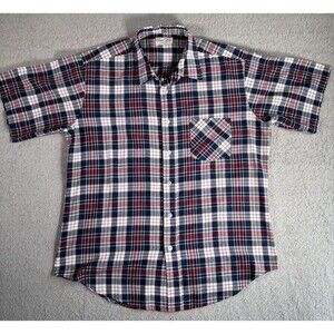 Vintage Sears The Men’s Store Short Sleeve Plaid Shirt Size Large‎ Windowpane